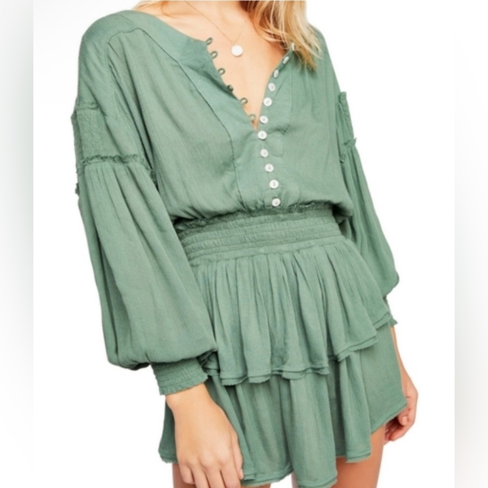 FREE PEOPLE Mermaid Green ROMY Mini Dress {New}🧜🏽‍♀️